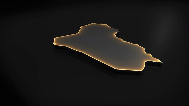 Seamless looping 3D animation of the map of Iraq including 2 versions and alpha matte