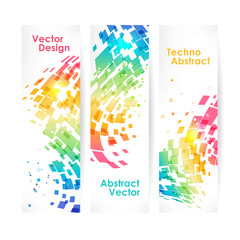 Abstract multicolored geometric background, set of banners