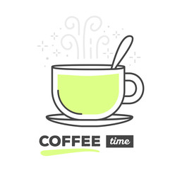 Vector illustration of creative cup of coffee with spoon with te