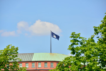 Waving Flag of Free and Hanseatic City of Hamburg