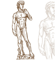 david statue of Michelangelo on white background