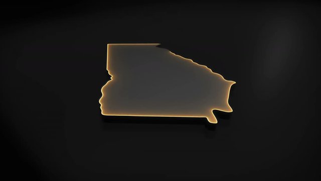 Seamless looping 3D animation of the map of Georgia (US) including 2 versions and alpha matte