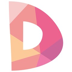 D low poly wrapping surface vector pastel alphabet letter isolated on white background