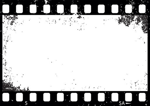Grunge black and white film frame, vector
