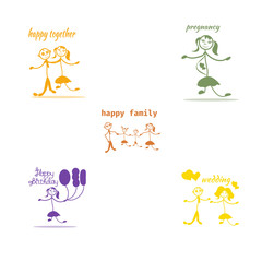 Family icons of daily life for web, print, banner