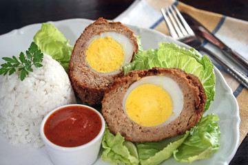 Scotch eggs - meatballs with hard-boiled eggs
