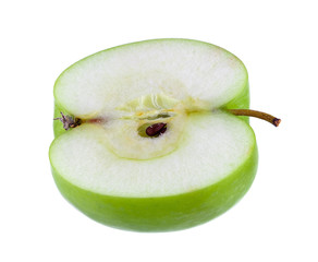 half green apple isolated on white background