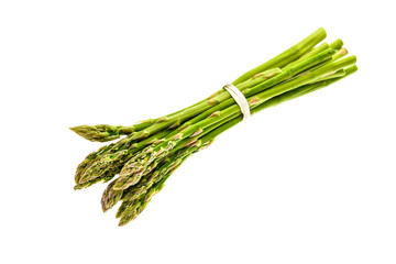 Fresh organic asparagus isolated on white background.