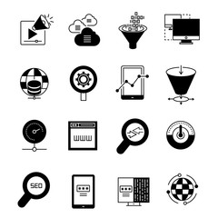 network and data analytics icons