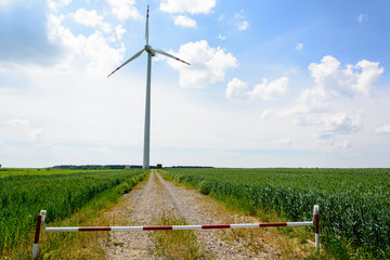 Fototapeta na wymiar Landscape with single wind turbine