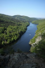 Fototapeta na wymiar River Vltava between valleys