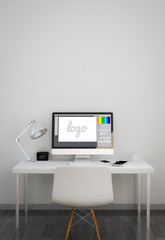 clean workspace with graphic design software