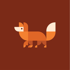 Fox logo illustration of geometric proportion literates grid flat design