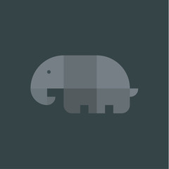 Elephant geometric logo illustration drawn from squares with the flat style on gray background