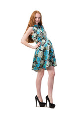 Young pregnant woman isolated on white