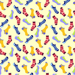 Vector fashion Seamless pattern with colored socks.