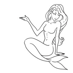Pointing sitting mermaid