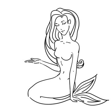 Pointing sitting mermaid