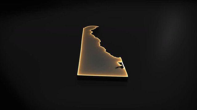Seamless looping 3D animation of the map of Delaware including 2 versions and alpha matte