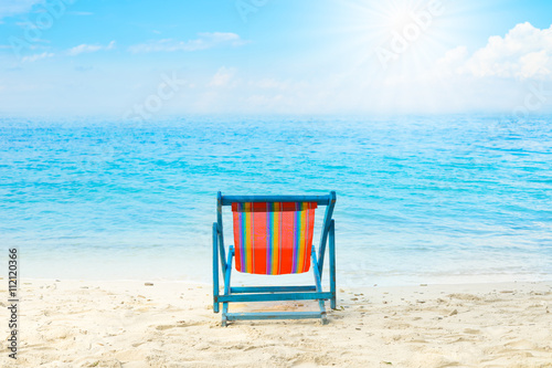 Blue Sea And White Sand Beach With Beach Chairs Summer Beach