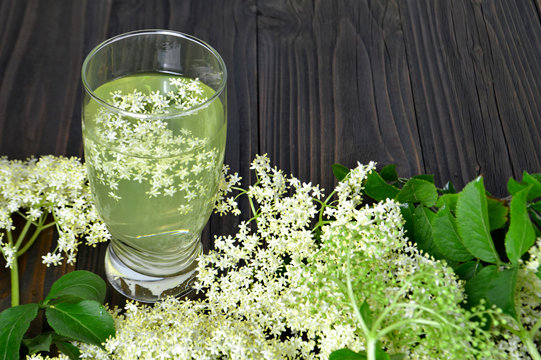 Glass of elder flower juice