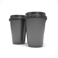 Three paper coffee cups. 3d rendering.