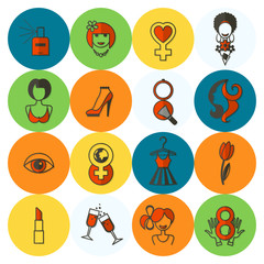 Womans Day Icon Set