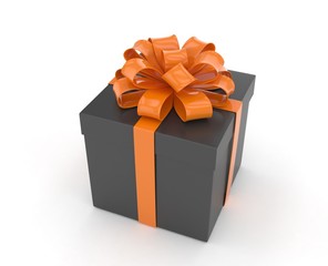 gift box with bows isolated on white. 3d rendering.