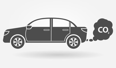 Car emitting carbon dioxide