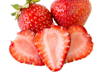 Fresh strawberry on a white background.