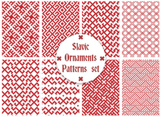 slavic ornaments patterns set - obrazy, fototapety, plakaty