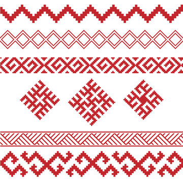 slavic ornamental elements set
