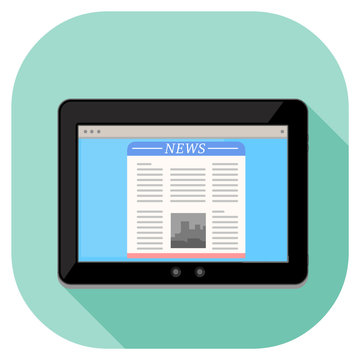 Vector illustration of a modern tablet.
Tablet pc computer internet icon displaying news page website.