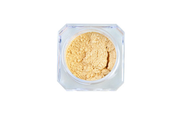 beige eye shadows in box isolated on white background