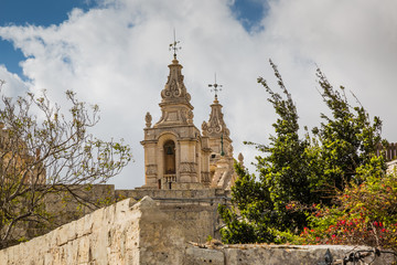 The beautiful architecture of the medieval city Mdina.
