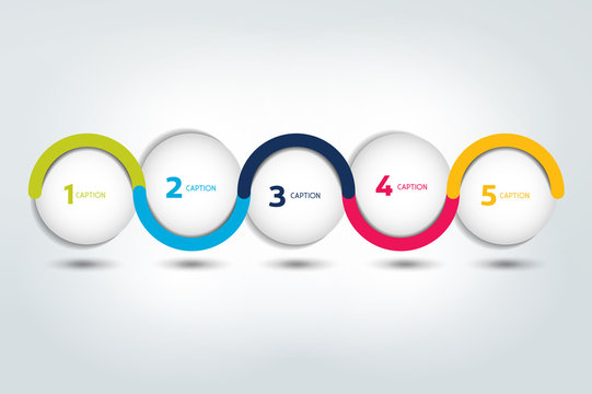 Infographic vector option banner with 5 steps. Color spheres, balls, bubbles. Infographic template.