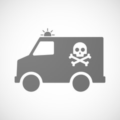 Isolated ambulance icon with a skull