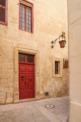 Details of the silent streets of the old town Mdina