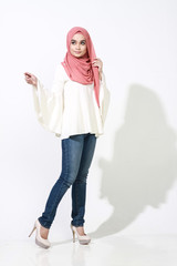 asian malay woman posing with muslim attire