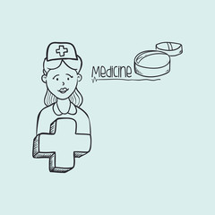 Medical care design. health care icon. sketch illustration