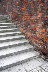 Old stone stairs, wall and floor