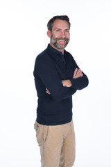 Fototapeta premium Studio portrait of a middle aged man isolated