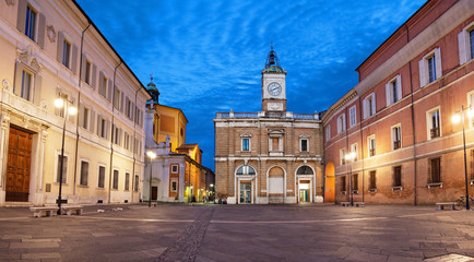 Piazza del Popolo in the evening, Ravenna - obrazy, fototapety, plakaty