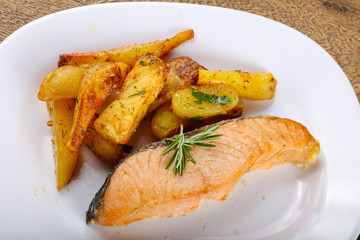 Baked salmon with potato