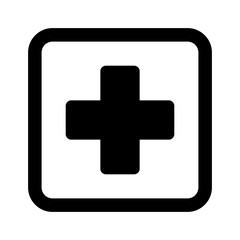 medical sign plus icon black on white background