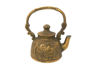 teapot brass on isolated