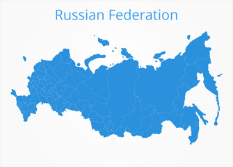 Fototapeta premium Mapa Federacji Rosyjskiej. Ilustracji wektorowych.