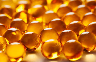 Fish oil pills close-up macro shot