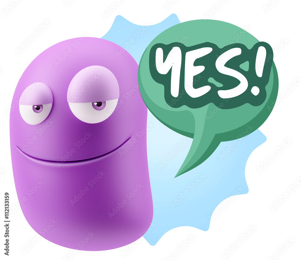 Fototapete 3d Rendering Smile Character Emoticon Expression saying Yes with