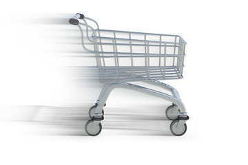 Einkaufswagen in Bewegung